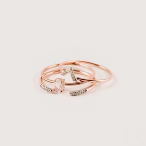 Rose Gold Stackable Diamond & Moonstone Rings